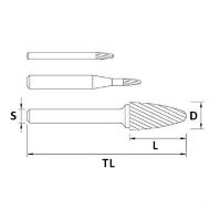 Billede af Shiballoy HM-fræsestift RBF projektilform (Std.) 12x25x150 mm
